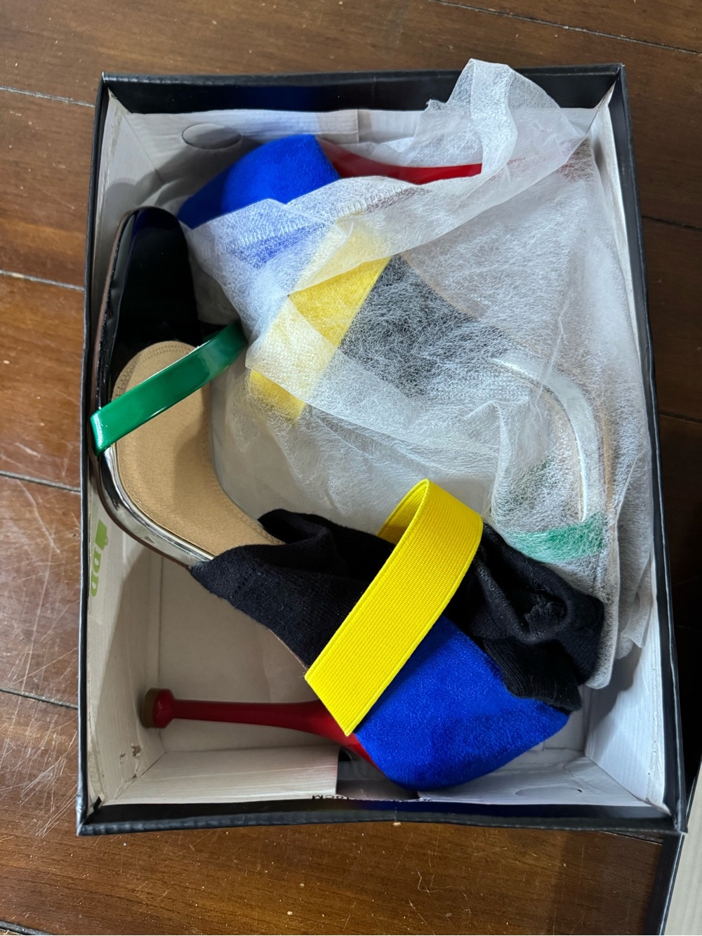Liliana Multicolor Stiletto Sandal in Blue, Yellow, Green and Red - Picture 5 of 6